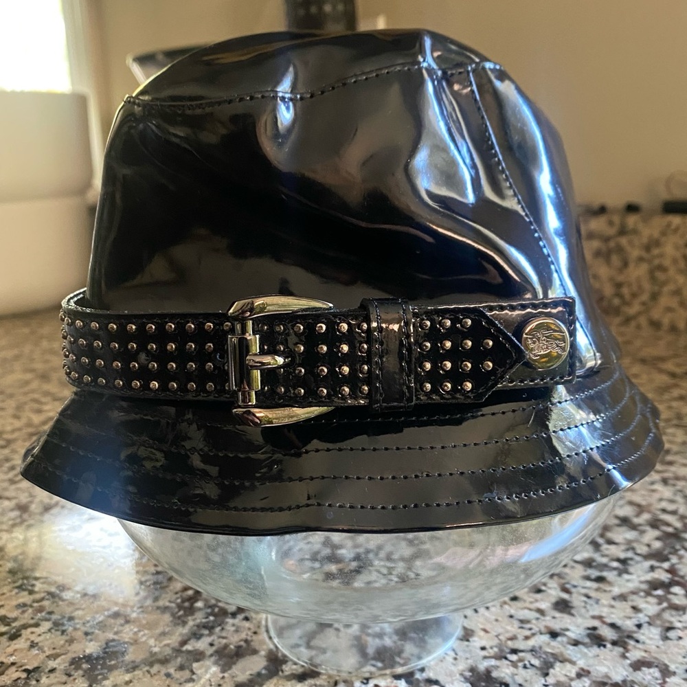 Burberry Rain Hat Patent Leather w/ Studs - US Size 2T to 3T or UK Size 50